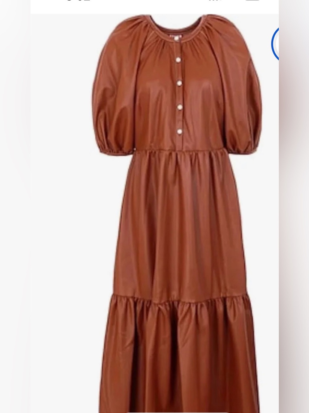 STAUD Rust Maxi Dress with Puff Sleeves
